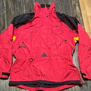 Women's Vintage Red Ski Jacket with Black Accents by Mobius